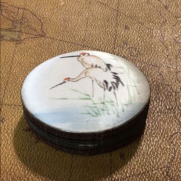 Trinket box small oriental silk stork box - Picture 1 of 5